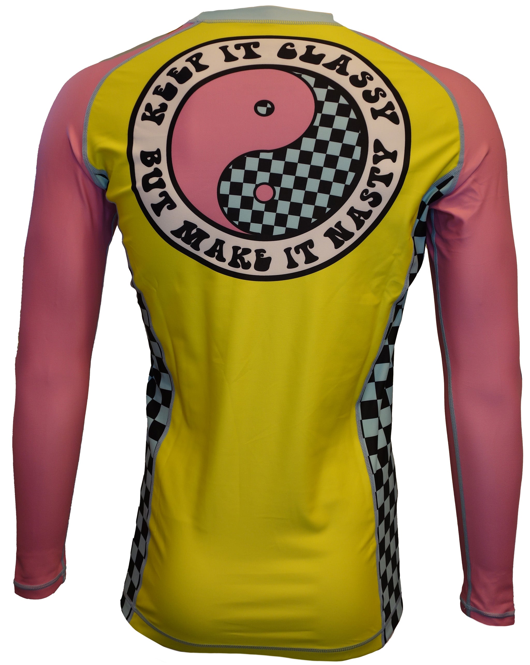Funky Rash Guards Classy and Nasty Yellow Pink Long Sleeve Rash Guard – Wave Hugger ...